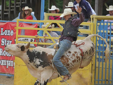 Bull riding at the Limestone County Sheriff's Rodeo